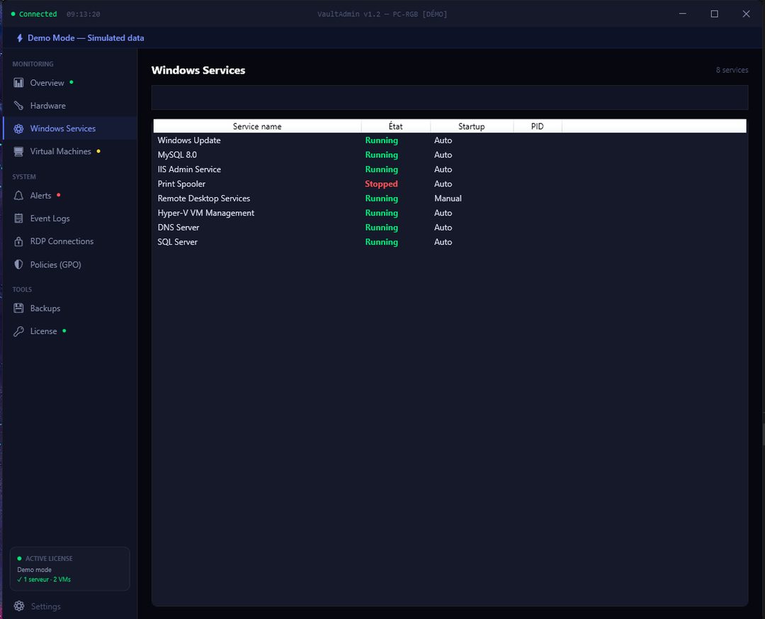 VaultAdmin — Windows Services
