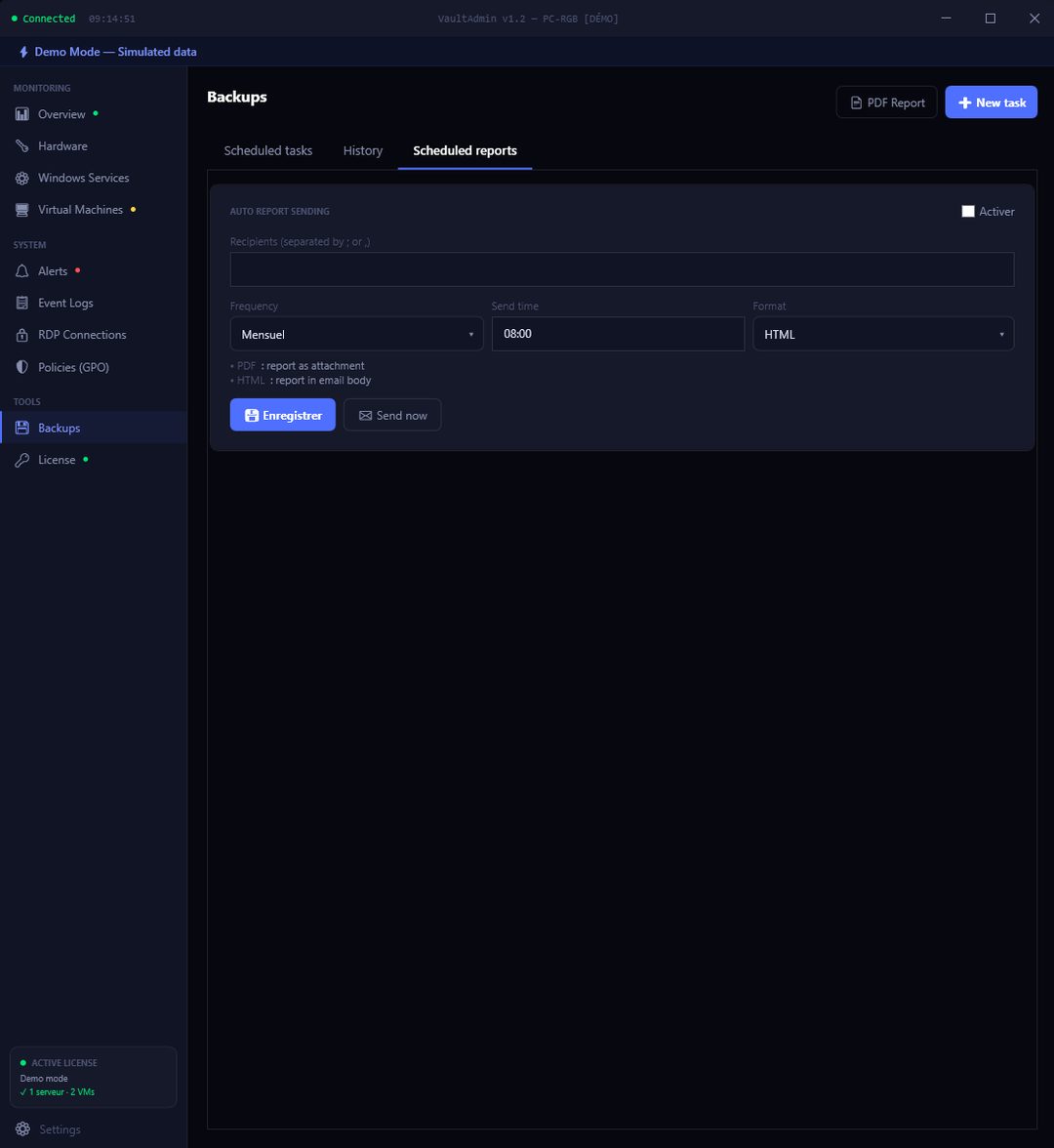 VaultAdmin — Scheduled Reports